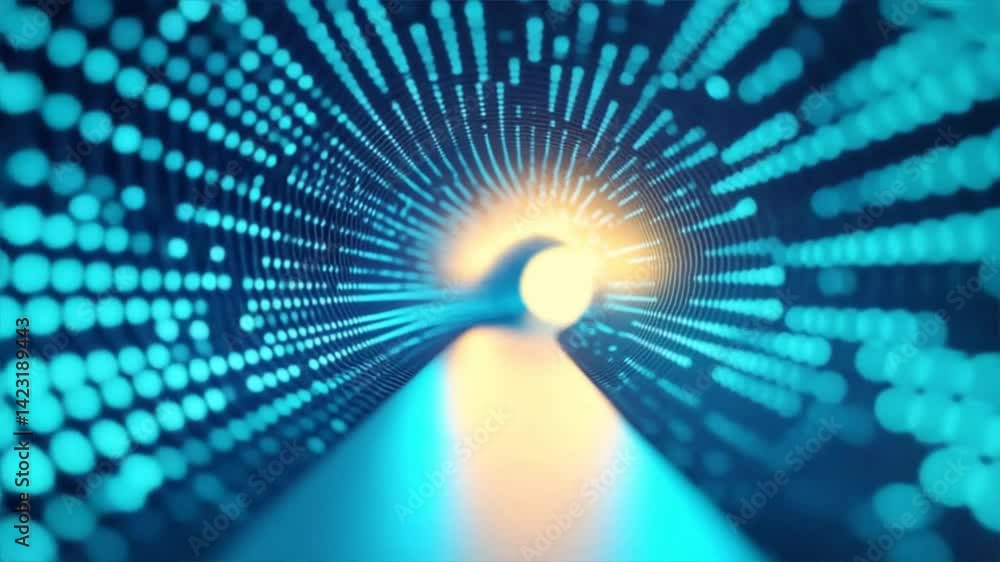 Poster a mesmerizing tunnel of light showcasing dynamic patterns and vibrant colors, perfect for digital ar