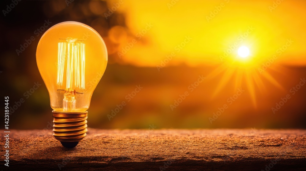 Poster light bulb placed on a table symbolizing innovation and creative ideas in a conceptual environment f