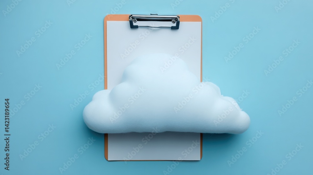 Poster unique clipboard forming from a data cloud showcasing the integration of digital concepts and inform