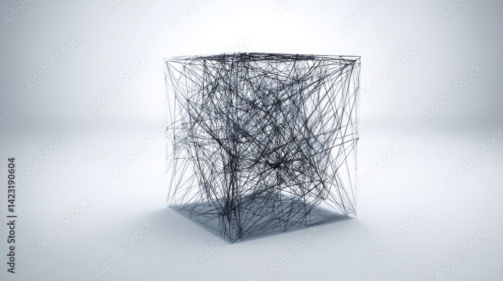 Poster black and white object formed by overlapping network layers representing digital connectivity and in