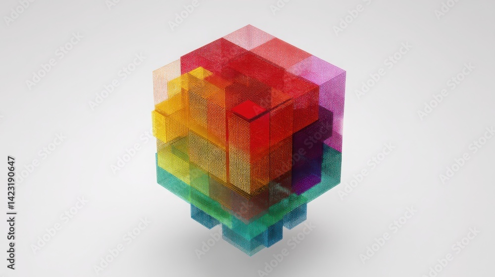 Poster vibrant colorful cube object displaying a playful design aesthetic that represents creativity and mo