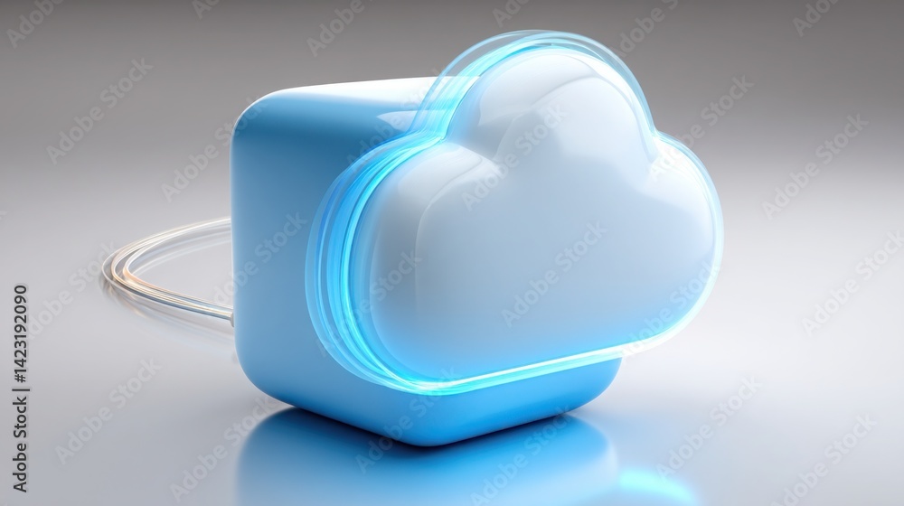 Poster a heart-shaped device representing emotional connection and cloud-native system concepts within a mo