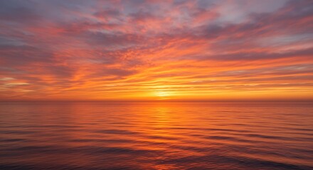 Fototapeta premium Ocean Sunset with Vibrant Orange and Pink Sky Reflection