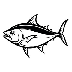 Stylized Tuna Fish Illustration – Bold Black and White Vector