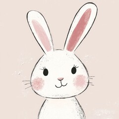 Obraz premium Cute bunny soft pastel colors animal art illustration.