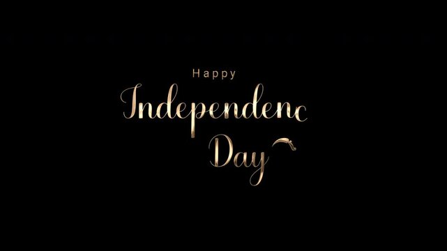 Happy Independence Day golden text animation. Suitable for celebrating Independence Day.
