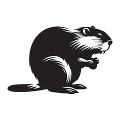 Round-edged beaver silhouette icon for vector artwork – beaver silhouette – beaver vector – beaver illustration – silhouette of beaver – beaver icon

