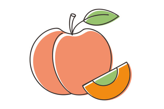 recommend clip art: Peach Fruit Illustration Minimal Line Drawing