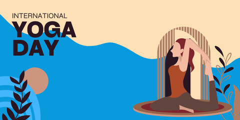 International Yoga Day design concept for poster, banner, background. Yoga poses vector illustration aesthetic design.