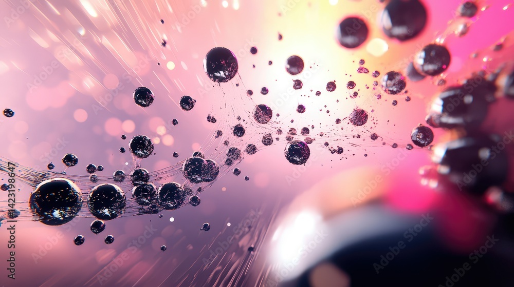 Poster digital space with 3d-connected nodes, symbolizing high-speed information and neural technology