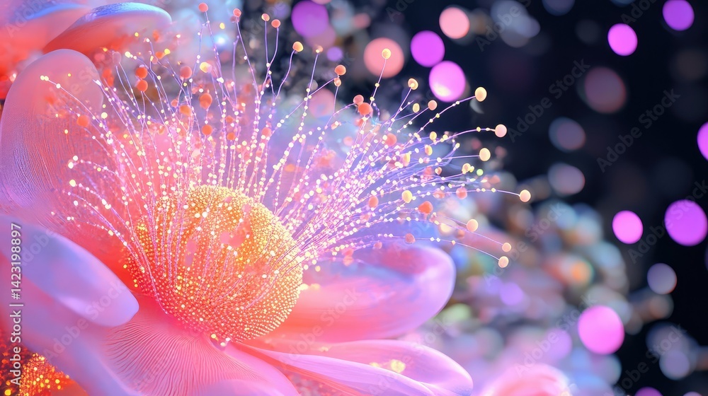 Poster fast data flow in a cyber mesh grid, neural points light up as signals travel wirelessly