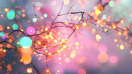 Electric data pulses moving through 3D circuits of an abstract neural network