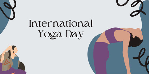 International Yoga Day design concept for poster, banner, background. Yoga poses vector illustration abstract design.