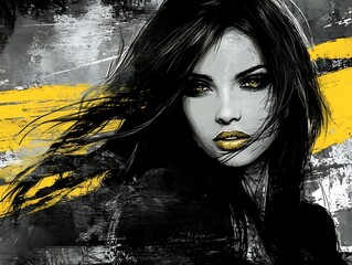 Woman portrait, abstract style, urban feel