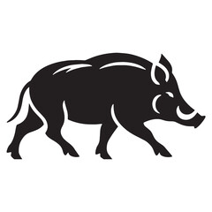 Vector boar icon designed with compact silhouette composition – boar silhouette – boar vector – boar illustration – silhouette of boar – boar icon

