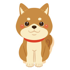 お座りした柴犬のイラスト