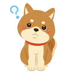 考え事をする柴犬のイラスト