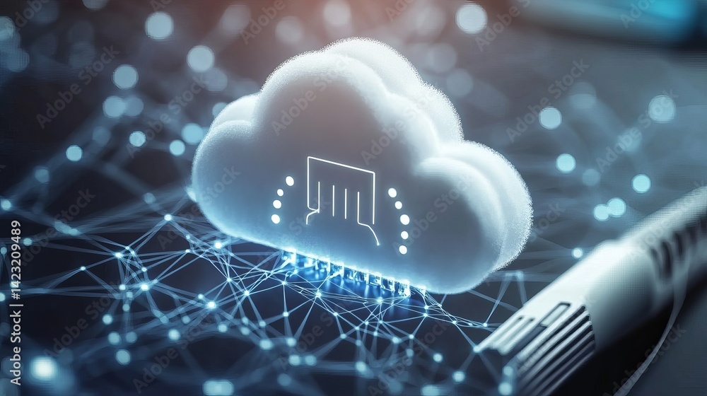 Poster abstract cloud computing network digital technology data server web online future global system