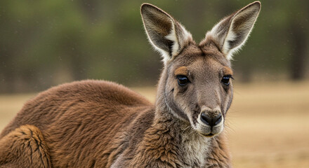 Fototapeta premium Resting Kangaroo Closeup in Natural Habitat Portrait