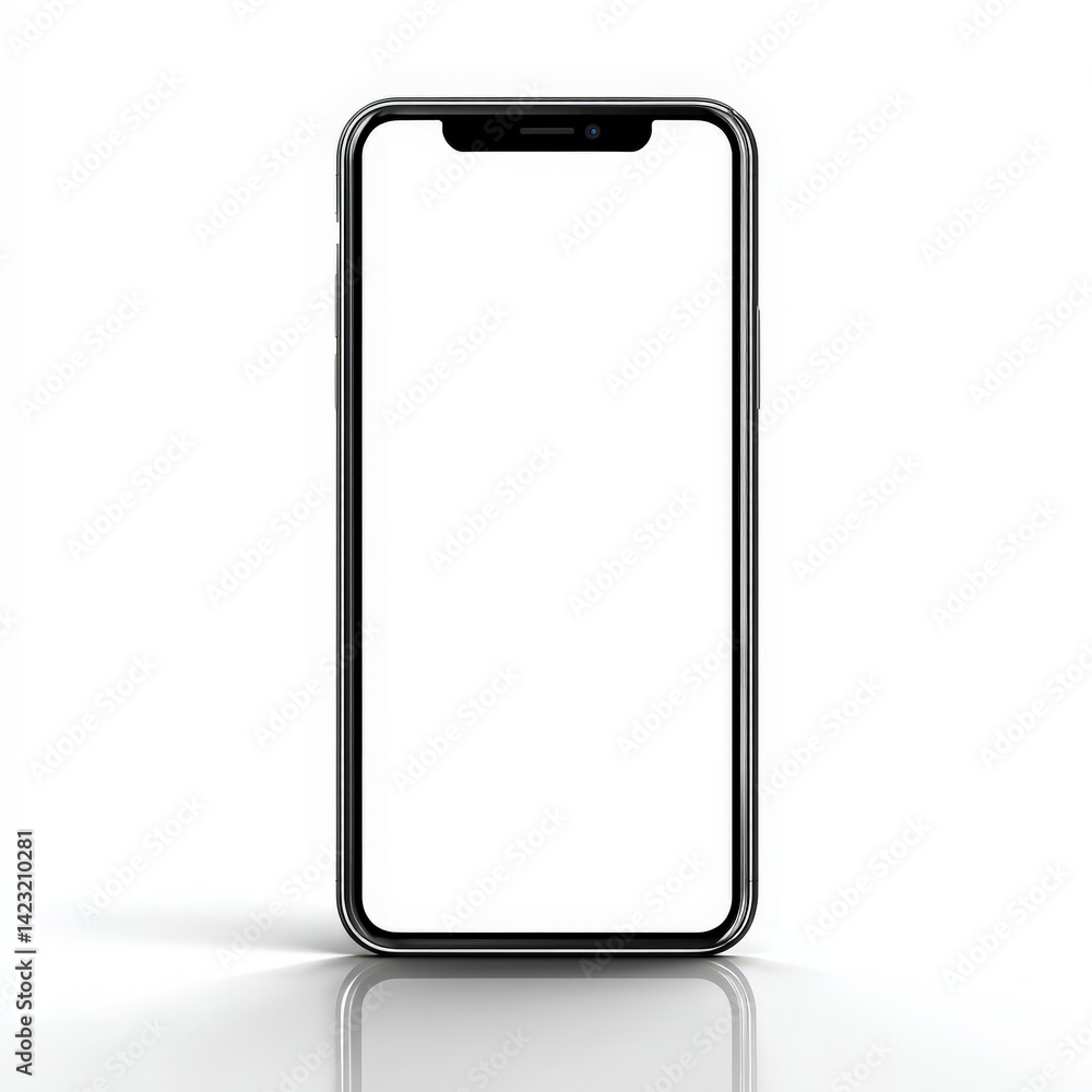 Poster modern smartphone with blank screen isolated on white background for app mockup design and presentat
