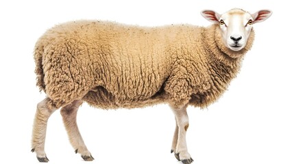 Fototapeta premium Full Body of a Sheep Isolated on a White Background