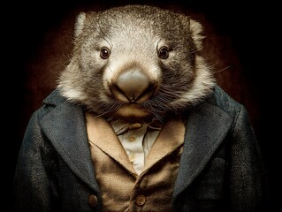 Wombat in Victorian Suit - Portrait