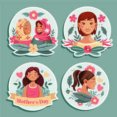 Cute Flat Mother's Day Sticker Collection