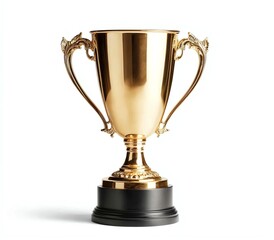 A Gleaming Golden Trophy on White, Award Excellence, Achievement, Success, Victory, Triumphant Prize