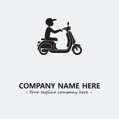 Scooter silhouette illustration black and white for logo company vector image
