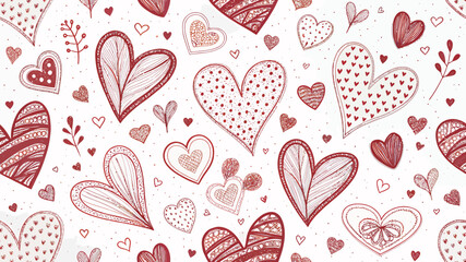Colorful heart patterns in red shades, perfect for romantic themes.