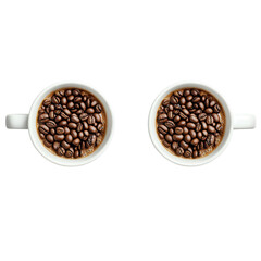 Fototapeta premium Rich coffee beans in white cups create warm, inviting atmosphere