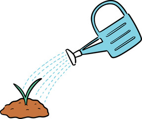 Illustration of watering by wateringcan
