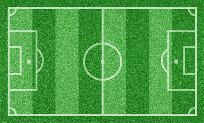 Naklejka premium Top View of Green Football Field with Marked Lines, Perfect for Match Design, Background, or Game Strategy Presentation. Realistic Grass Texture. Vector Illustration.