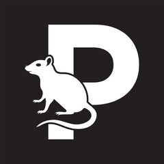 Initial Rat Logo Combine With Letter P Vector Template