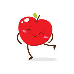 Happy Apple Character Jumping – Cute Fruit Mascot Illustration