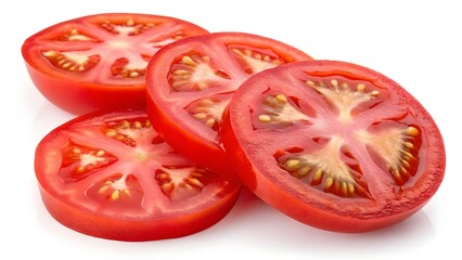 Macro Shot of Vibrant Red Tomato Slices with Juicy Detail V1