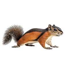 Fototapeta premium Squirrel with bushy tail and vibrant fur, showcasing its agility and curiosity