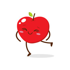 Happy Apple Character Jumping – Cute Fruit Mascot Illustration