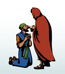 Vector drawing. Jesus heal the man
