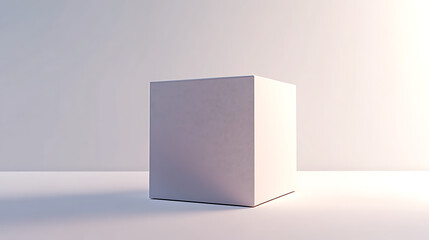 Stunning White Cube Object with Textured Surface on a Subtle Gradient Background Exuding Minimalistic Charm
