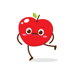 Happy Apple Character Jumping – Cute Fruit Mascot Illustration