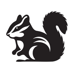 Whimsical chipmunk icon designed with smooth, rounded silhouette – chipmunk silhouette – chipmunk vector – chipmunk illustration – silhouette of chipmunk – chipmunk icon

