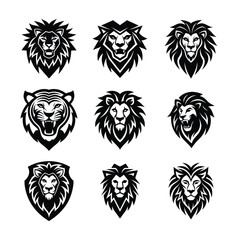 lion head mascot logo vector bundle