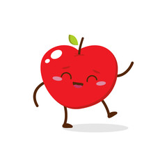 Happy Apple Character Jumping – Cute Fruit Mascot Illustration
