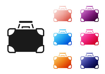 Black Briefcase and money icon isolated on white background. Business case sign. Business portfolio. Set icons colorful. Vector