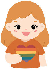 Cute Pride Month Kids Clipart – LGBTQ+ Rainbow Flag and Heart Symbols