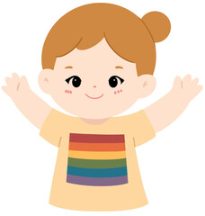 Cute Pride Month Kids Clipart – LGBTQ+ Rainbow Flag and Heart Symbols