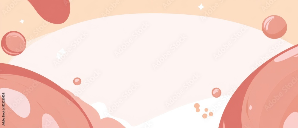Aufkleber abstract pastel background with geometric shapes and bubbles in peach and white tones concept of mod