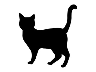 cat　silhouette　１　振り向くネコのシルエット