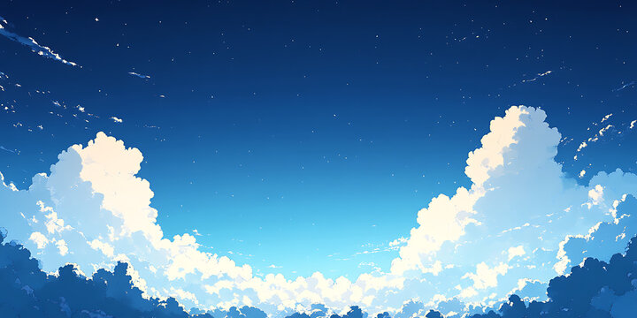 Stunning Clouds and Bright Blue Sky with Beautiful White Pillowy Clouds in Vast Expansive Setting